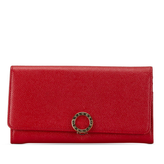 Bvlgari Leather Long Wallet Red