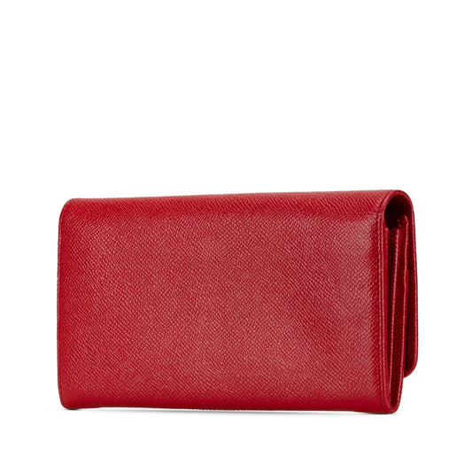 Bvlgari Leather Long Wallet Red