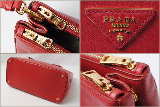 Prada Saffiano 2way Handbag/Shoulder Bag Red