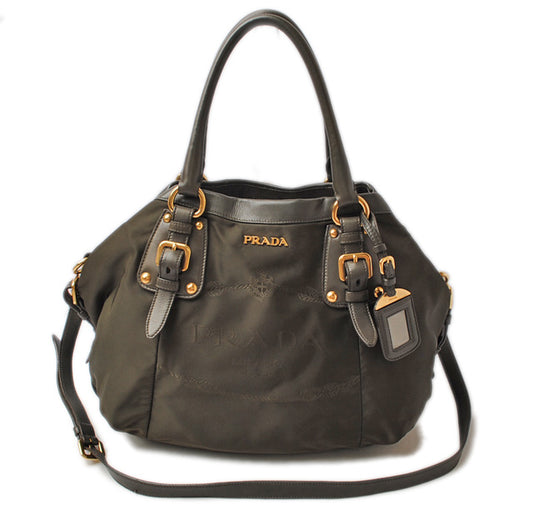 Prada Nylon Leather 2way Handbag Shoulder Bag