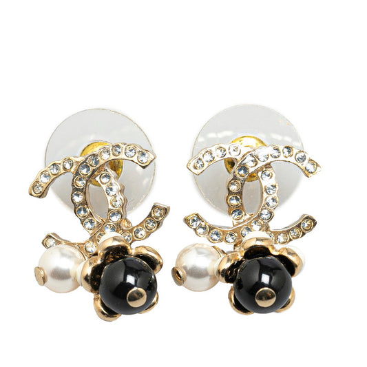 Chanel Coco Mark Rhinestone Flower Earrings