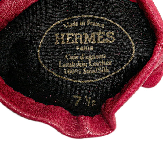 Hermes Leather Gloves Wine Red Pink