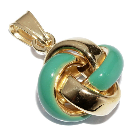 K18YG Enamel Green Love Knot Pendant