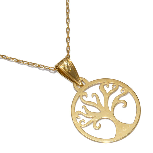 K18YG Olive Tree Pendant Necklace