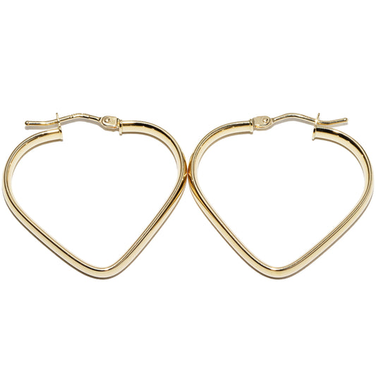 K18YG Open Heart Hoop Earrings