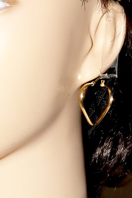 K18YG Open Heart Hoop Earrings