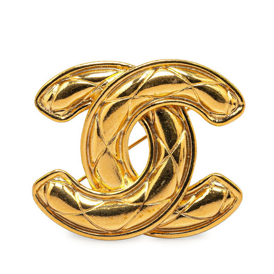 Chanel Vintage Coco Mark Brooch Gold Plated