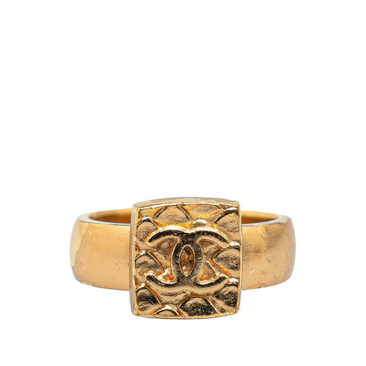 Chanel Coco Mark Square Ring Gold #53