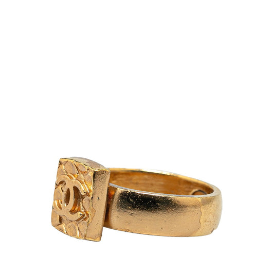 Chanel Coco Mark Square Ring Gold #53