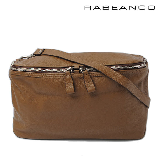 RABEANCO Leather Clutch/Shoulder Bag Brown