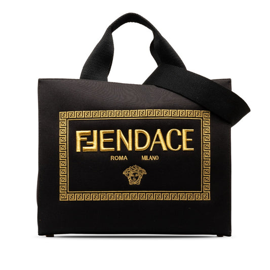 Fendi Fendace La Medusa 2WAY Tote Bag Black