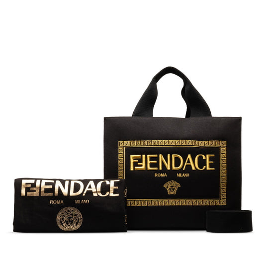 Fendi Fendace La Medusa 2WAY Tote Bag Black