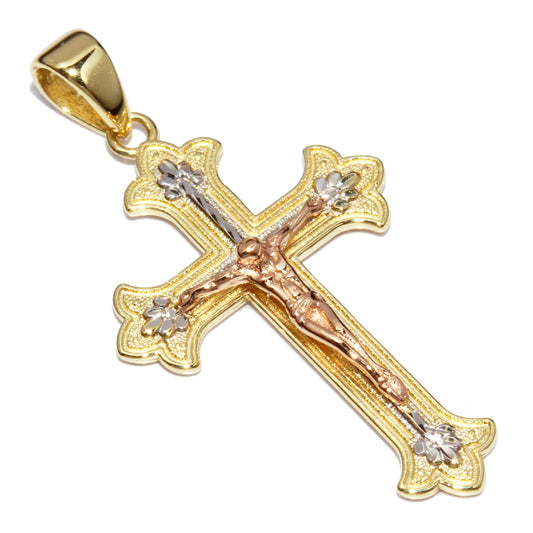 K18YG/WG/PG Rosary Cross Pendant