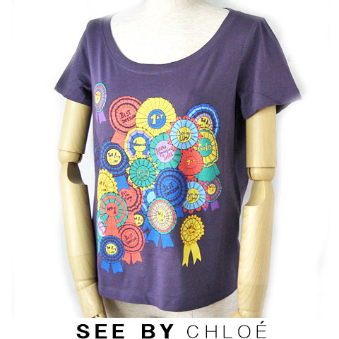 See by Chloe Purple T-Shirt with Badge