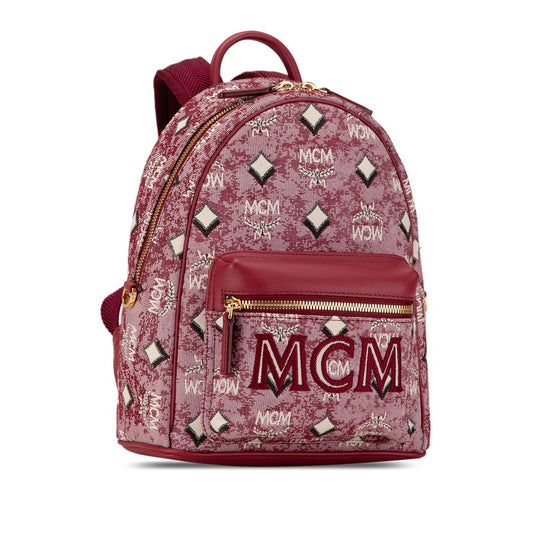 MCM Stark Vintage Jacquard Backpack Red