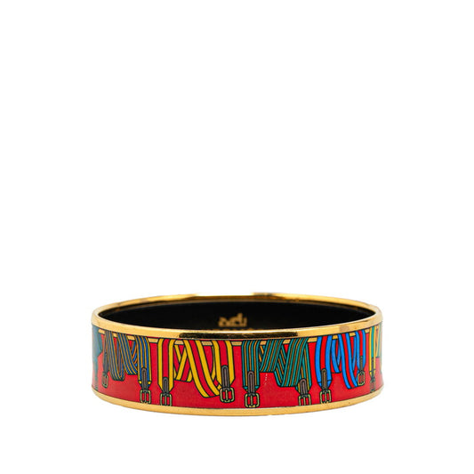 Hermes Enamel GM Bangle Red Multicolor