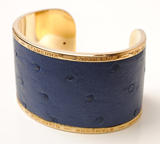 STAMERRA Ostrich Alloy Bangle Bracelet Navy