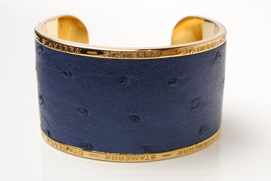 STAMERRA Ostrich Alloy Bangle Bracelet Navy