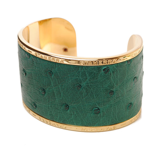 STAMERRA Ostrich Alloy Bangle Bracelet Green