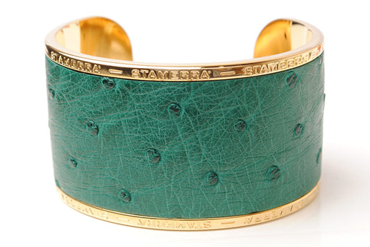 STAMERRA Ostrich Alloy Bangle Bracelet Green