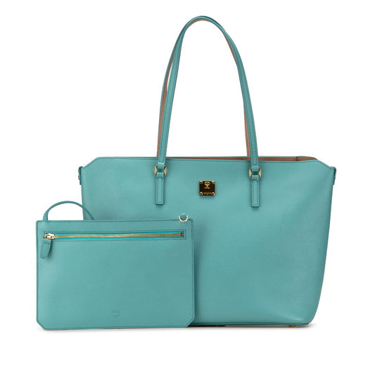 MCM Leather Tote Bag Green