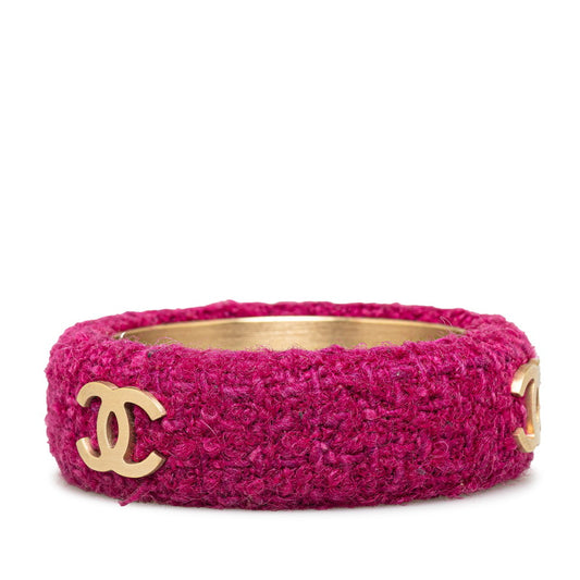 Chanel Coco Mark Bangle Purple Gold Tweed