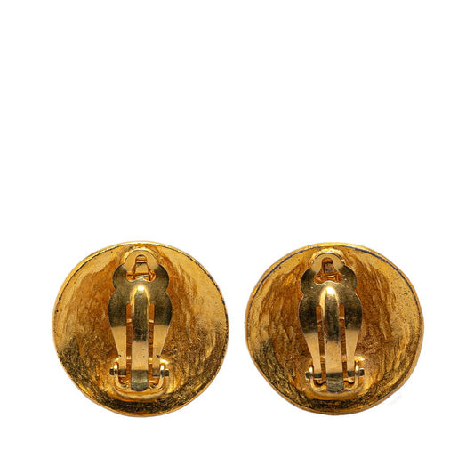 Chanel Vintage Coco Mark Round Earrings Gold