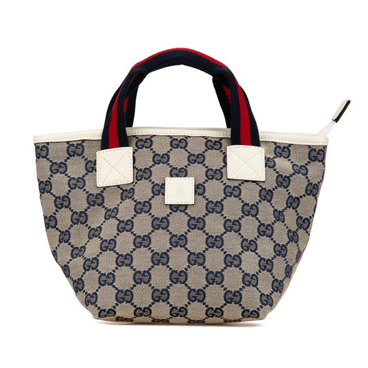 Gucci GG Canvas Mini Handbag Navy Leather