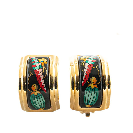 Hermes Enamel Flower Perfume Bottle Earrings