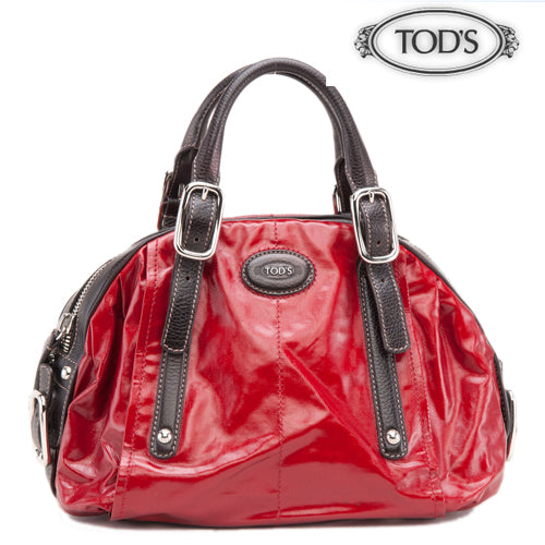 Tod's Patent Leather 2WAY Handbag Red