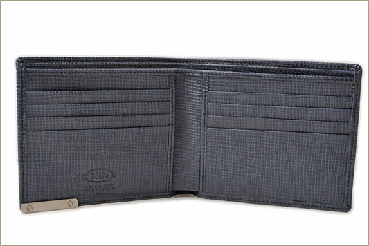 Tod's Embossed Leather Bifold Wallet Navy