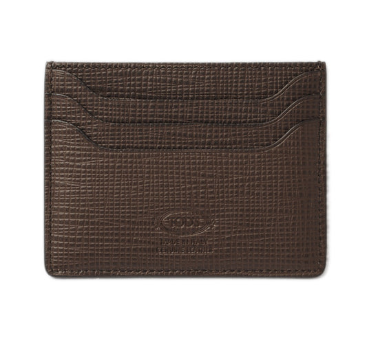 Tod's Leather Card Case Dark Brown