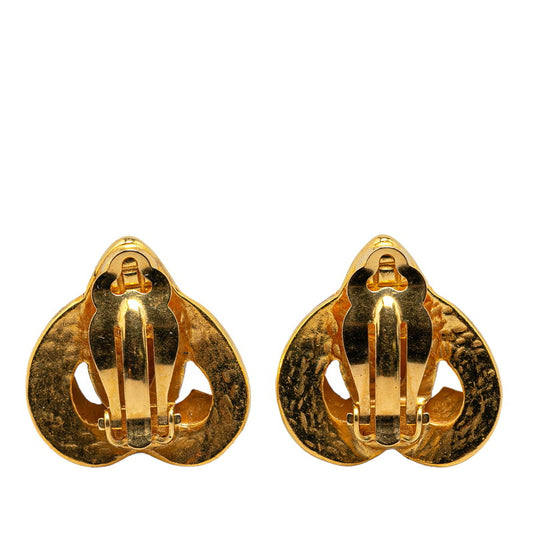 Chanel Vintage Heart Motif Earrings Gold