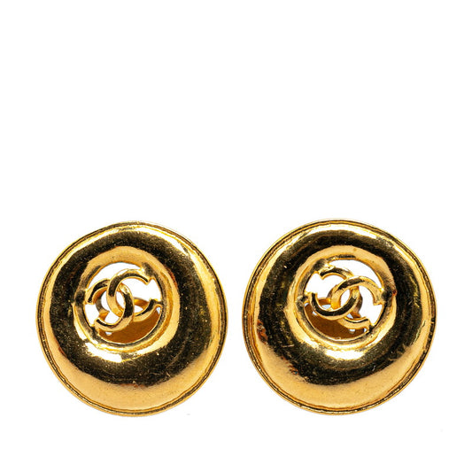 Chanel Vintage Coco Mark Earrings Gold