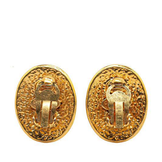 Chanel Vintage Coco Mark Round Earrings Gold