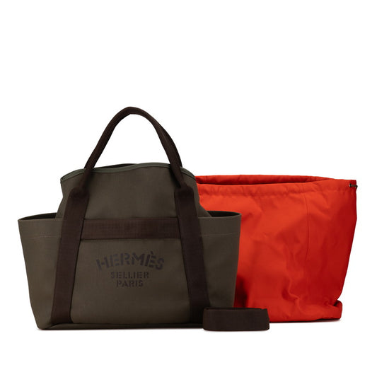 Hermes Canvas Leather 2WAY Tote Bag