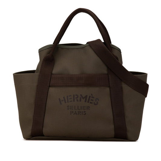 Hermes Canvas Leather 2WAY Tote Bag