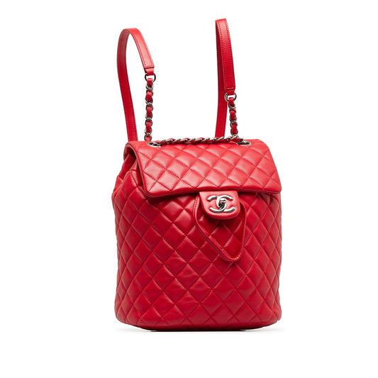 Chanel Matelasse Coco Mark Lambskin Backpack Red