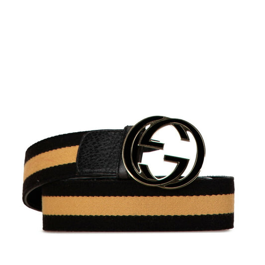 Gucci Interlocking G Leather Canvas Belt