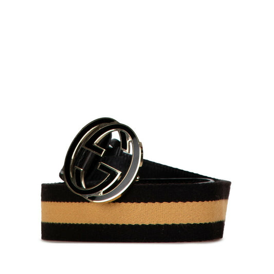 Gucci Interlocking G Leather Canvas Belt