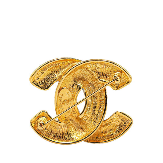 Chanel Vintage Coco Mark Matelasse Brooch Gold