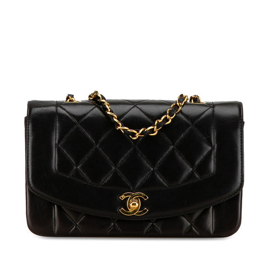 Chanel Diana 23 Chain Shoulder Bag Black Lambskin