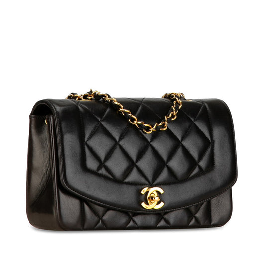 Chanel Diana 23 Chain Shoulder Bag Black Lambskin