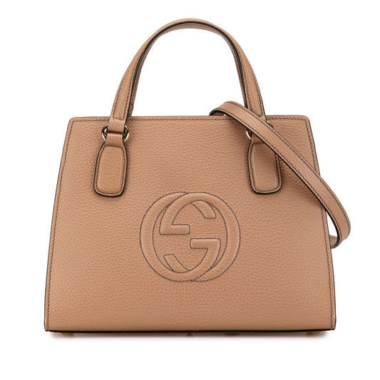 Gucci Leather Interlocking G Soho Handbag 2WAY