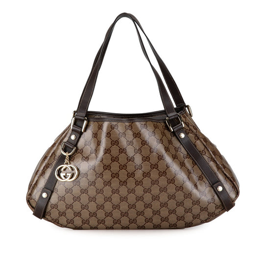 Gucci GG Crystal PVC Leather Tote Bag 130736