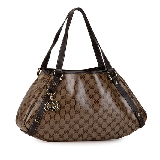 Gucci GG Crystal PVC Leather Tote Bag 130736