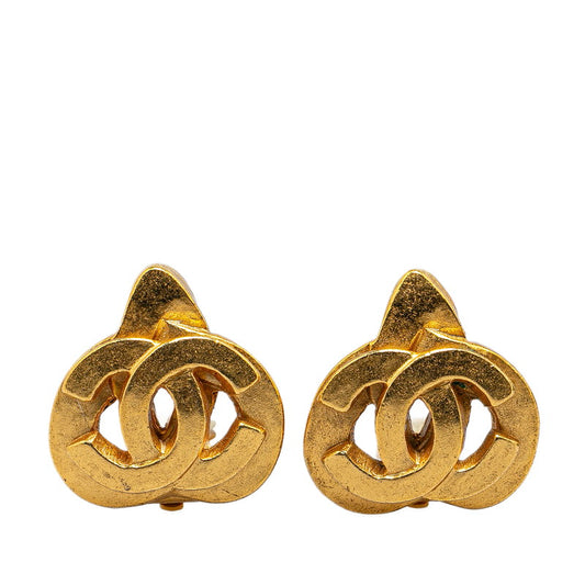 Chanel Vintage Heart Motif Earrings Gold