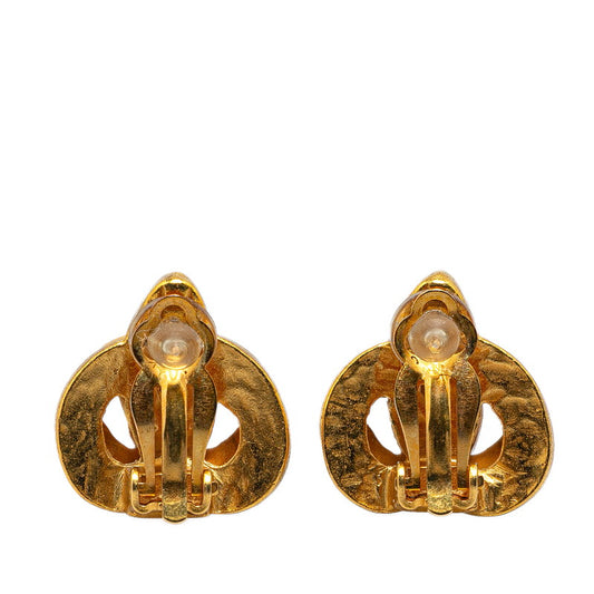 Chanel Vintage Heart Motif Earrings Gold