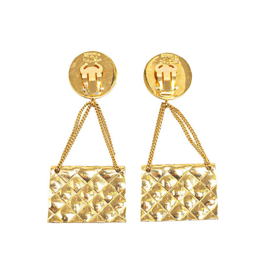 Chanel Coco Mark Matelasse Bag Earrings