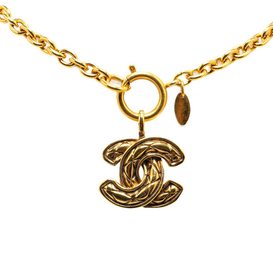 Chanel Coco Mark Matelasse Necklace Gold Plated